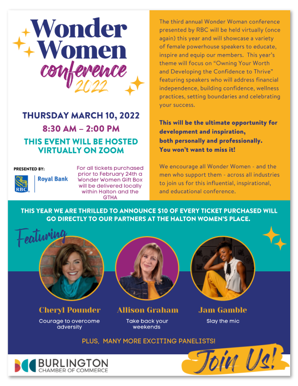 Burlington Chamber of Commerce Wonder Women Conference Flyer